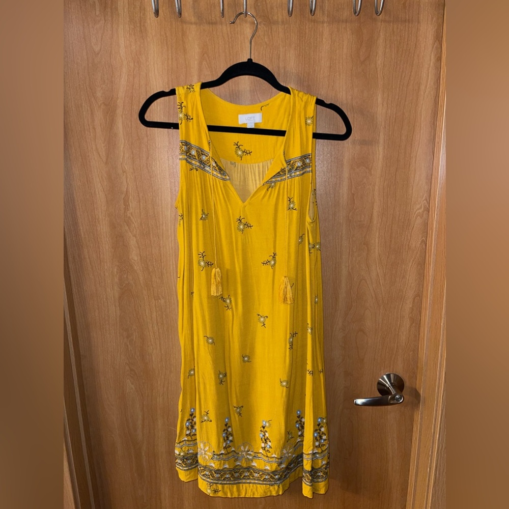 Loft Yellow Patterned Tank Dress